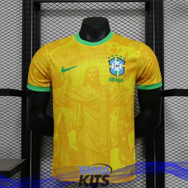 Maillot Brésil Concept jaune "Christ rédempteur" 2025/2025 Version Player YamaKits Foot