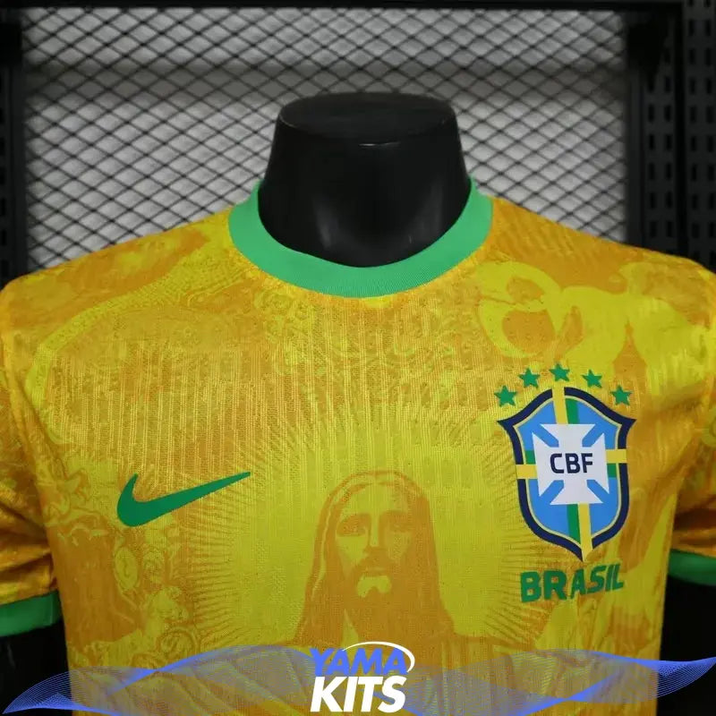 Maillot Brésil Concept jaune "Christ rédempteur" 2025/2025 Version Player YamaKits Foot