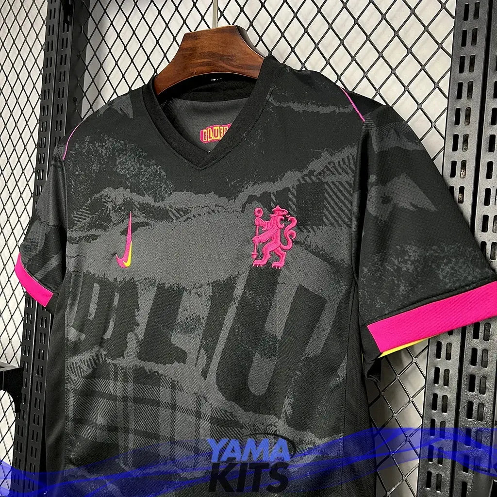 Maillot Chelsea Third "Noir, rose" 2024/2025 YamaKits Foot