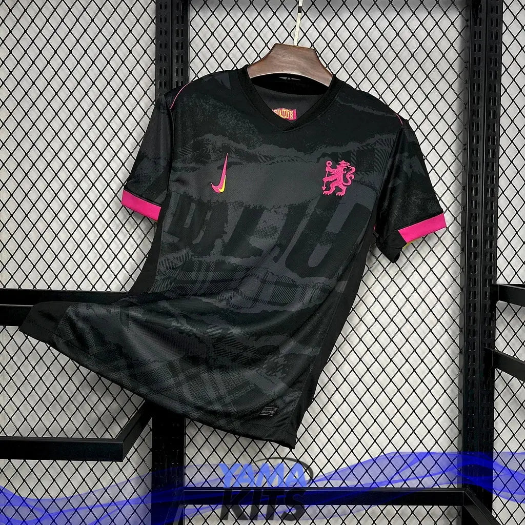 Maillot Chelsea Third "Noir, rose" 2024/2025 YamaKits Foot