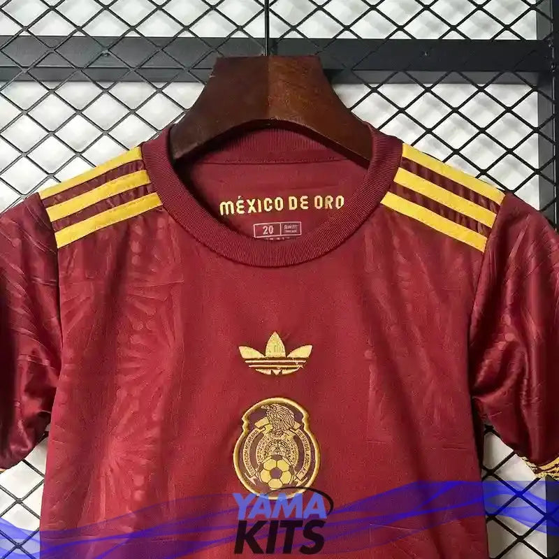 Maillot Mexique enfant "Rouge, Gold" 2025/2026 YamaKits Foot