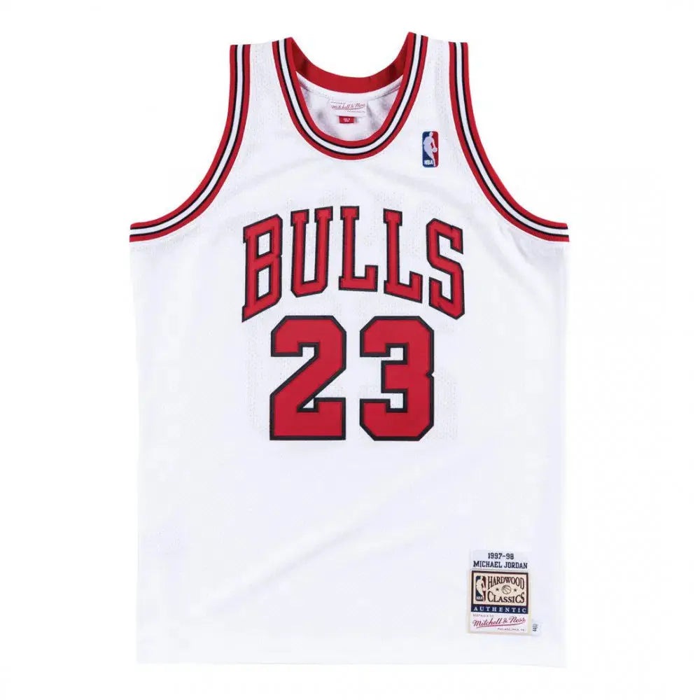 Maillot NBA Michael Jordan Chicago Bulls Blanc '97 Mitchell & Ness - Édition Domicile - YamaKits