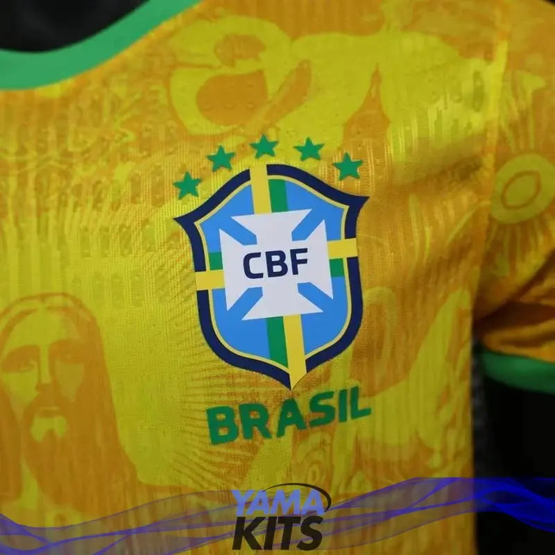 Maillot Brésil Concept jaune "Christ rédempteur" 2025/2025 Version Player YamaKits Foot