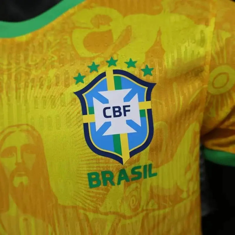 Maillot Brésil Concept jaune "Christ rédempteur" 2025/2025 Version Player YamaKits Foot
