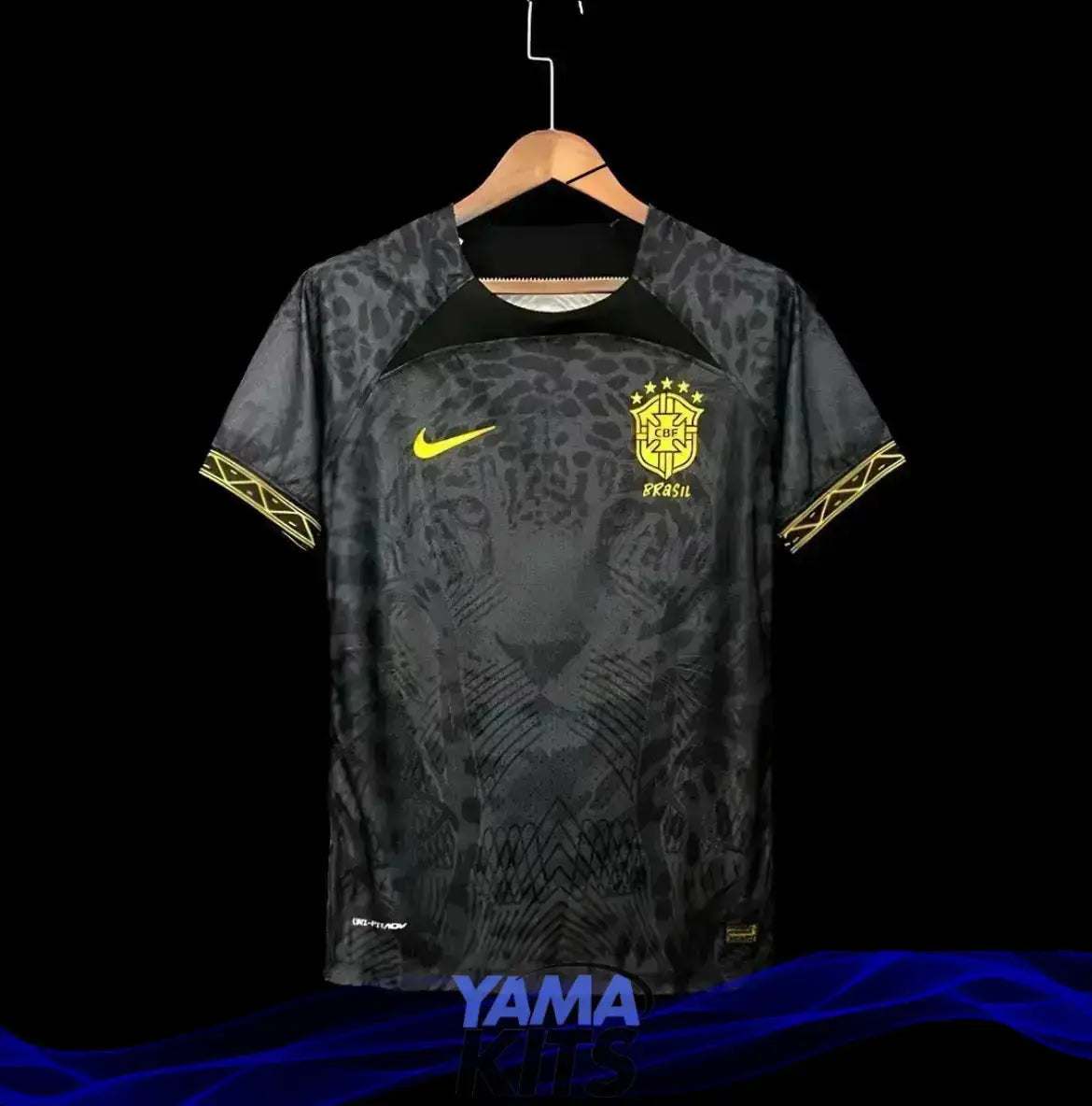 Maillot Brésil Concept noir « Lion » 2024/2025 YamaKits Foot