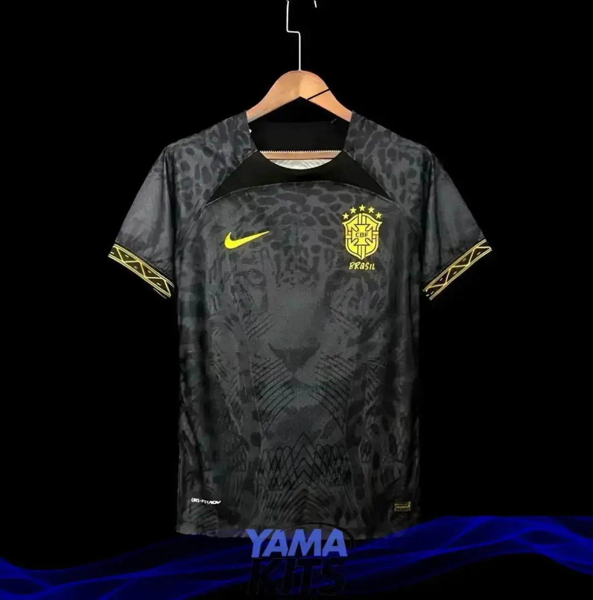 Maillot Brésil Concept noir « Lion » 2024/2025 YamaKits Foot