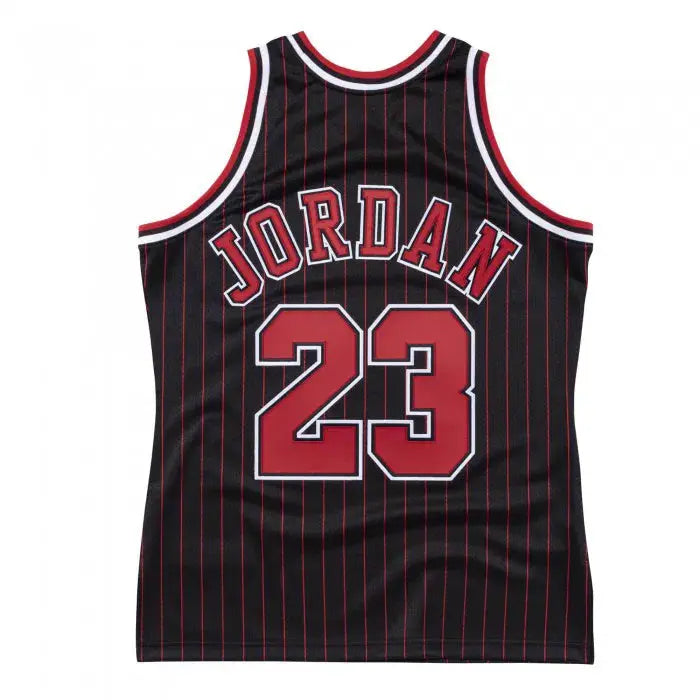 Michael Jordan Chicago Bulls Black Pinstripe '95 Mitchell &amp; Ness NBA Jersey - Road Edition