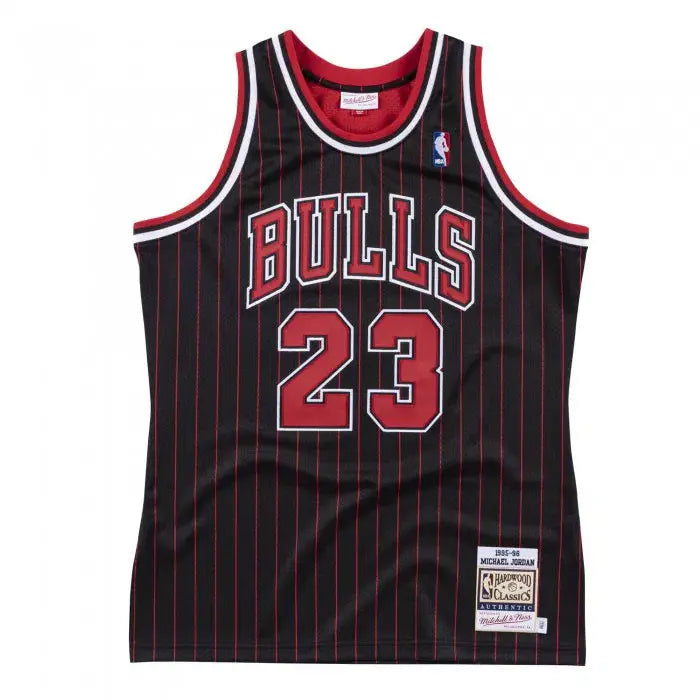 Michael Jordan Chicago Bulls Black Pinstripe '95 Mitchell &amp; Ness NBA Jersey - Road Edition