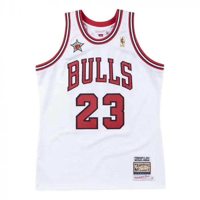 Michael Jordan Chicago Bulls White and Red '97 Mitchell &amp; Ness NBA Jersey